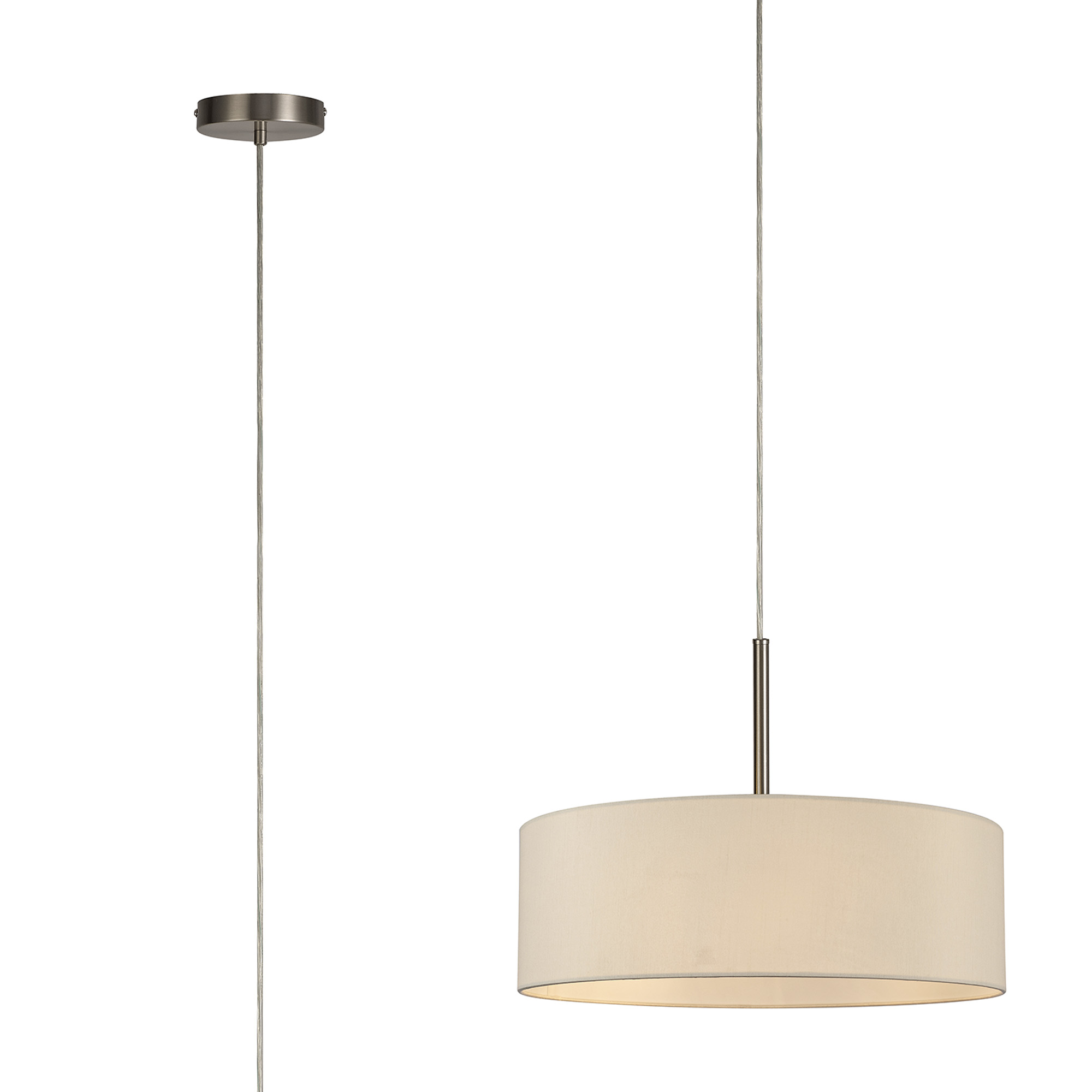 DK0758  Baymont 45cm 5 Light Pendant Satin Nickel, Ivory Pearl